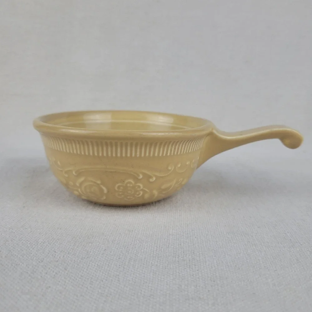 Vintage TST Taylor Smith Taylor Oven Serve Ware Yellow Stick‎ Handle Soup Bowl